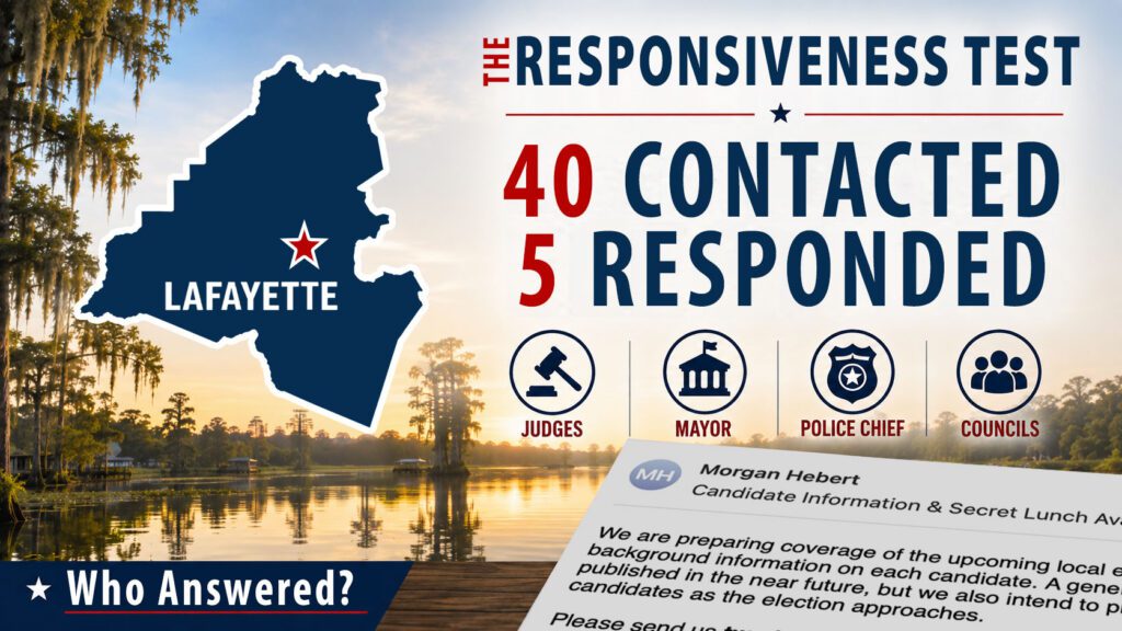 Lafayette Parish Elections 40 contacted 5 responded 2026